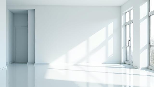 空室の明るい部屋で引越し後の完璧な清掃が完了し、新しい生活の始まりを象徴